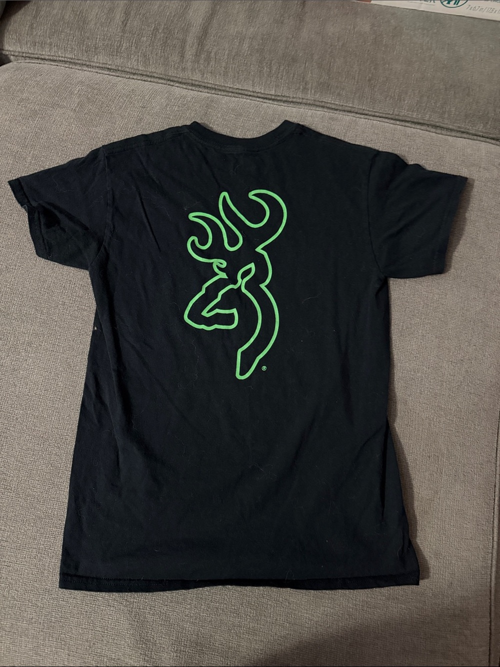 Browning Black T-Shirt with Neon Green Buck Logo